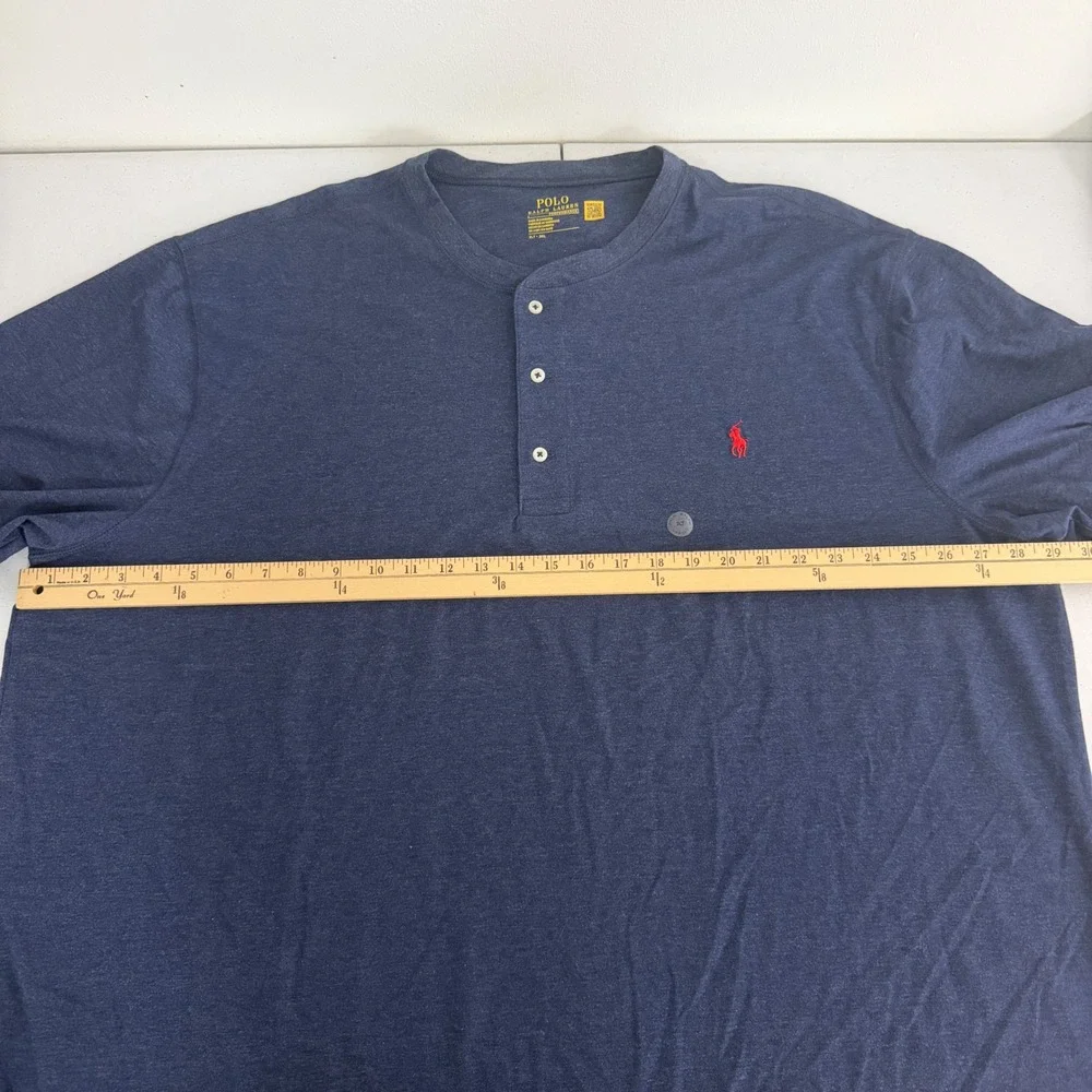 Polo Ralph Lauren Henley Shirt Mens 3XL Performance Short Sleeve Navy Blue